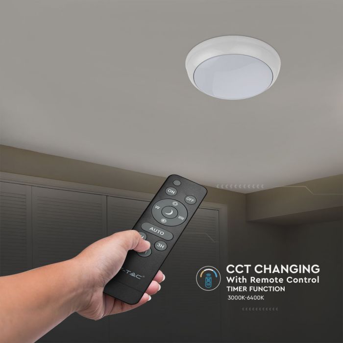 LED SOLAR CEILING LIGHT ROUND 15W 3in1 900lm 120° 320X100 WITH SENSOR AND RF CONTROL IP65