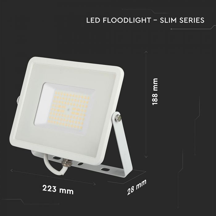 50W LED Floodlight SMD SAMSUNG Chip Slim White Body 4000K 120 lm/Watt