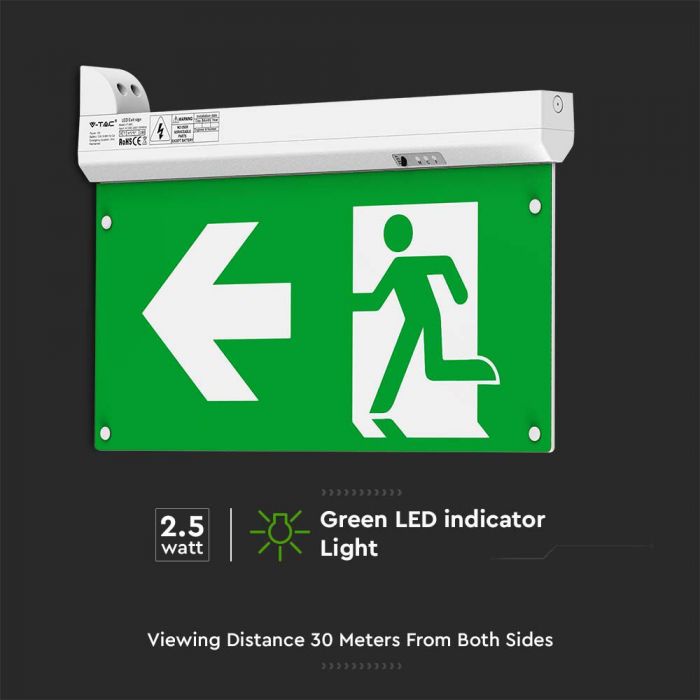 LED EMERGENCY EXIT LIGHT 4IN1 SELF TEST BUTTON RF CONTROL 2.5W 100lm CW