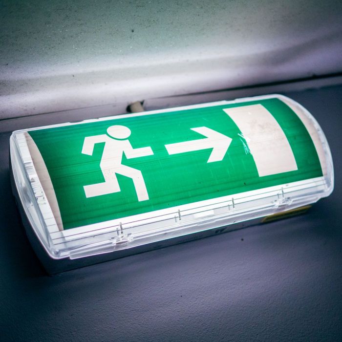 LED EMERGENCY EXIT LIGHT SELF TEST BUTTON  3W CW 130lm 120° 350x110x56mm