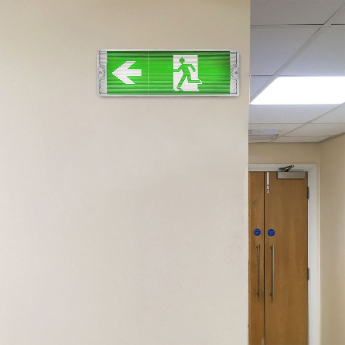 LED EMERGENCY EXIT LIGHT SELF TEST BUTTON  3W CW 130lm 120° 350x110x56mm