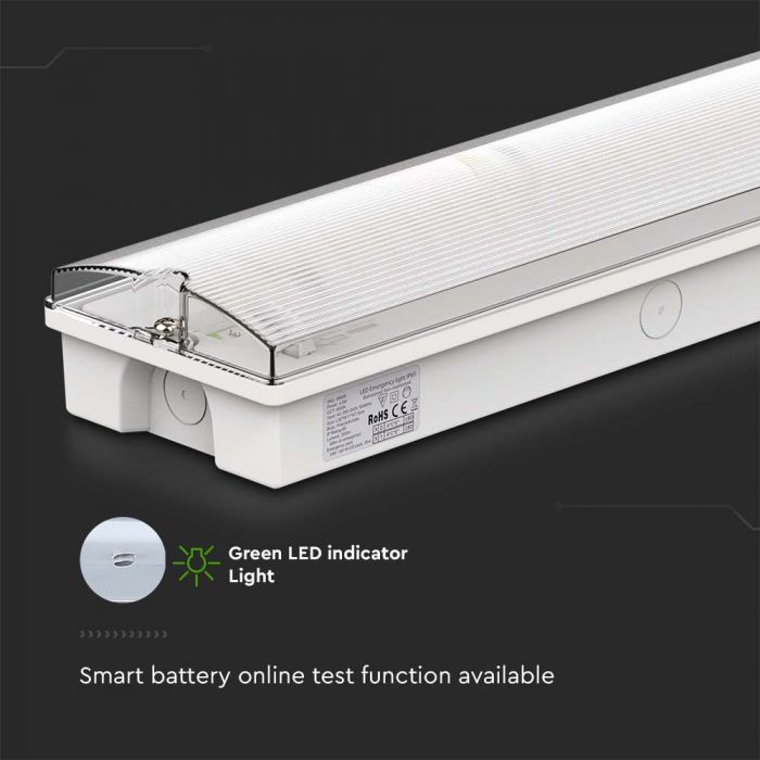 LED EMERGENCY EXIT LIGHT SELF TEST BUTTON  3W CW 130lm 120° 350x110x56mm
