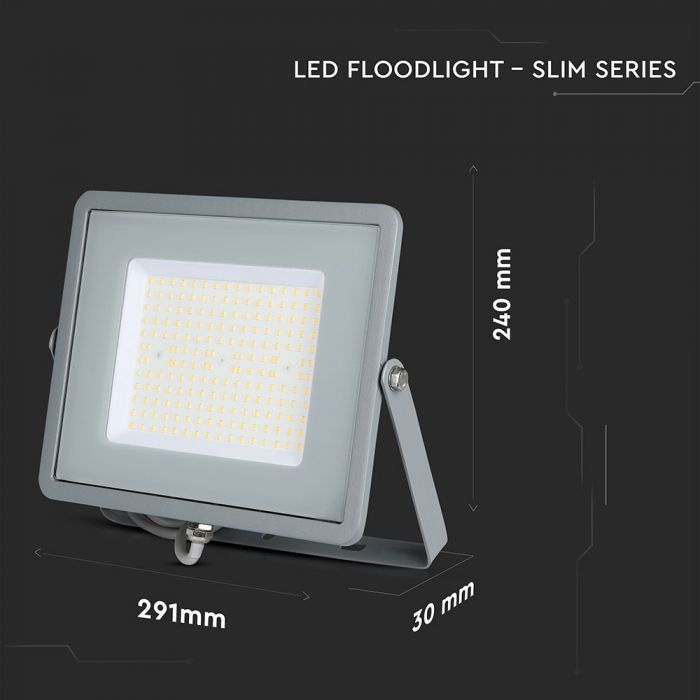 LED FLOOD SLIM 100W CW 100° 12000lm (120lm/W) IP65 GREY SAMSUNG CHIP A++