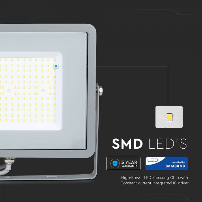 LED FLOOD SLIM 100W CW 100° 12000lm (120lm/W) IP65 GREY SAMSUNG CHIP A++