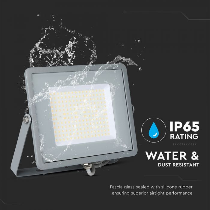 LED FLOOD SLIM 100W CW 100° 12000lm (120lm/W) IP65 GREY SAMSUNG CHIP A++