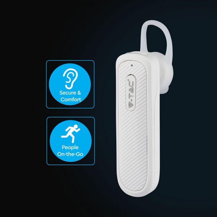 HEADSET BLUETOOTH 70mah BATTERY WHITE