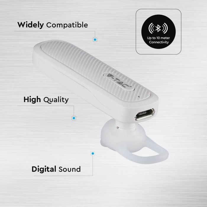 HEADSET BLUETOOTH 70mah BATTERY WHITE