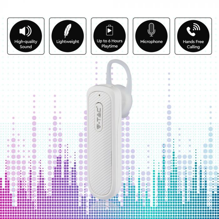HEADSET BLUETOOTH 70mah BATTERY WHITE