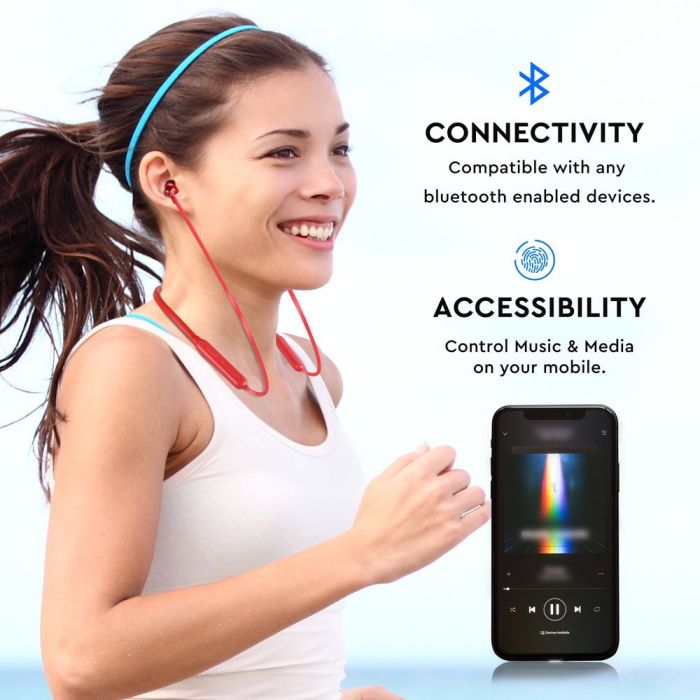 HEADSET BLUETOOTH SPORT 500mah BATTERY RED