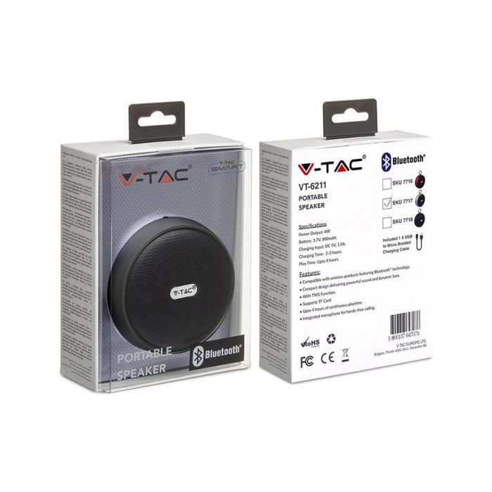 PORTABLE BLUETOOTH SPEAKER Micro USB & High End Cable (TWS Function) 800mah Battery GREY