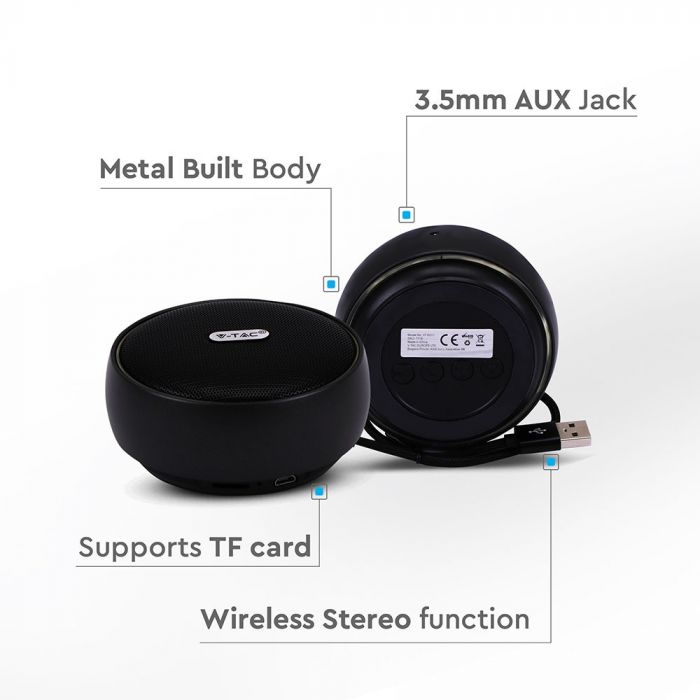 PORTABLE BLUETOOTH SPEAKER Micro USB & High End Cable (TWS Function) 800mah Battery BLACK