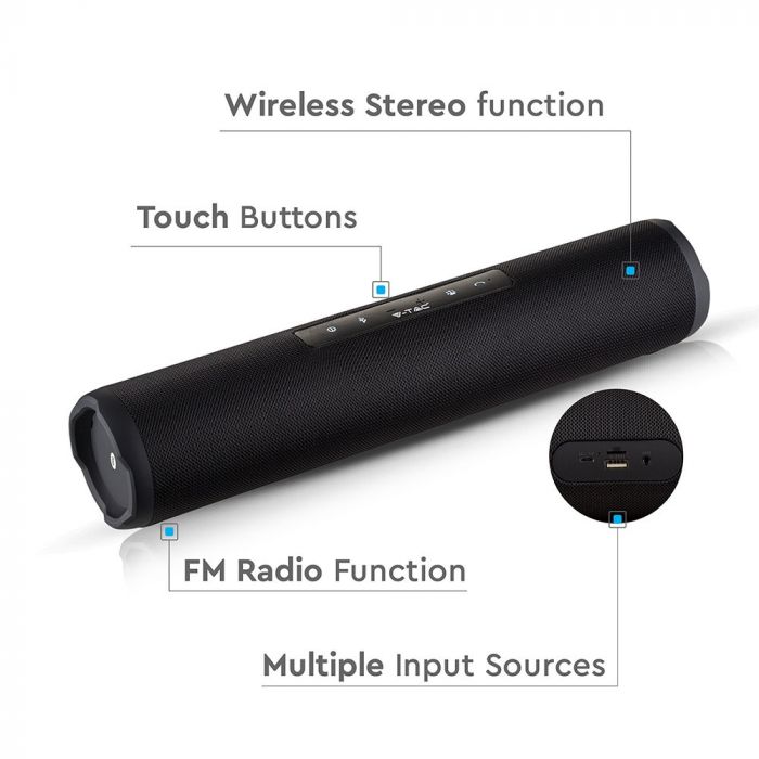 PORTABLE BLUETOOTH SPEAKER WITH TOUCH BUTTON FM/USB & TF SLOT (TWS Function) 1200Mah Battery