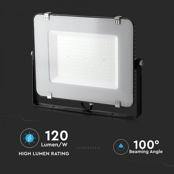 150W LED Floodlight SMD SAMSUNG Chip Slim Black Body 6400K 120 lm/Watt