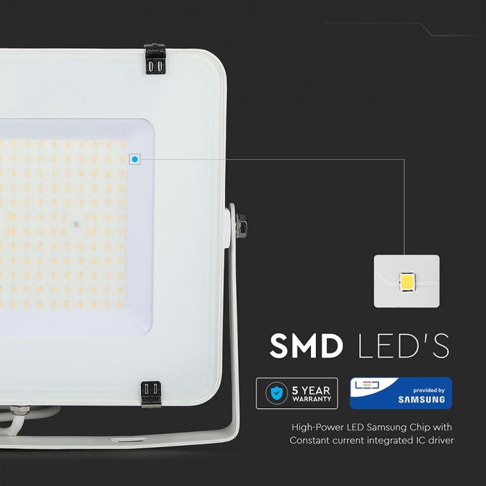 150W LED Floodlight SMD SAMSUNG Chip Slim White Body 4000K 120 lm/Watt