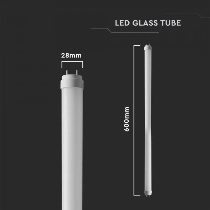 9W T8 LED GLASS TUBE NON ROTATABLE 60CM 6500K