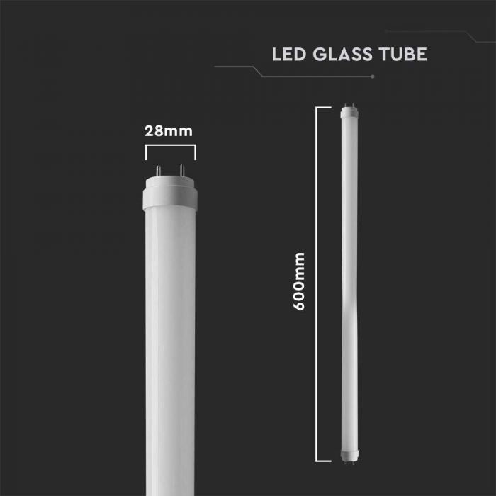 LED T8 GLASS TUBE 9W CW 850lm 60cm 160°