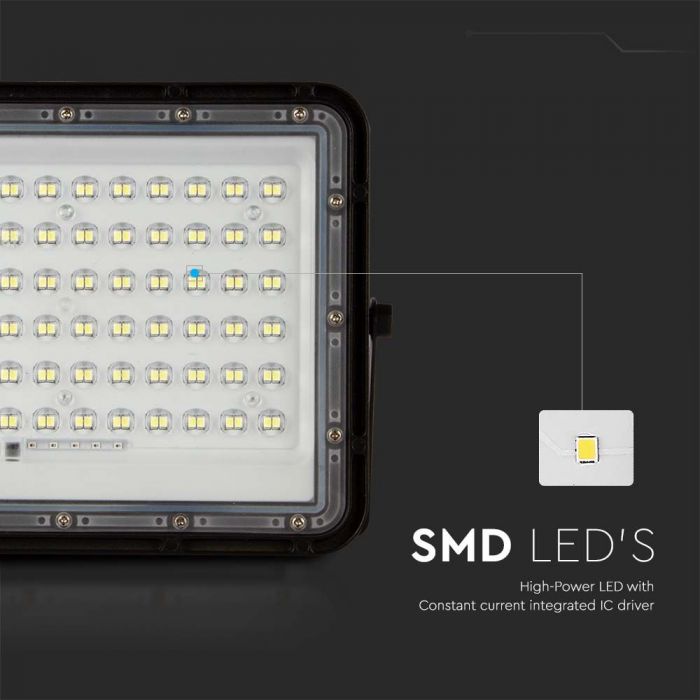 LED SOLAR FLOODLIGHT CW 1200lm 12000 mAh BATTERY 3M CABLE SMART IR REMOTE 235x55x180mm