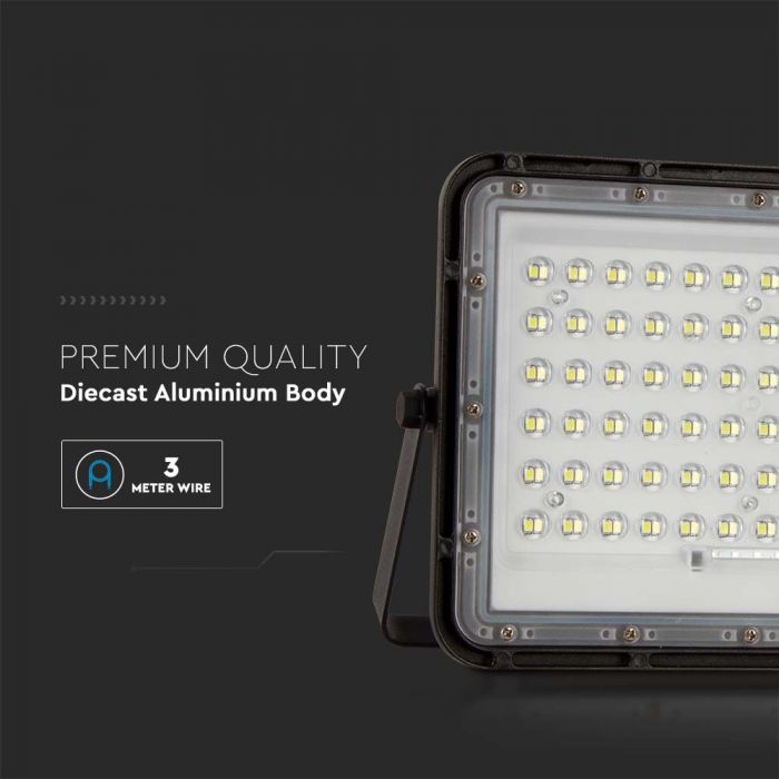 LED SOLAR FLOODLIGHT CW 1200lm 12000 mAh BATTERY 3M CABLE SMART IR REMOTE 235x55x180mm