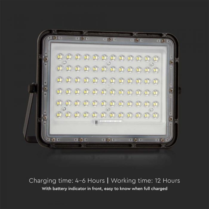 LED SOLAR FLOODLIGHT CW 1200lm 12000 mAh BATTERY 3M CABLE SMART IR REMOTE 235x55x180mm