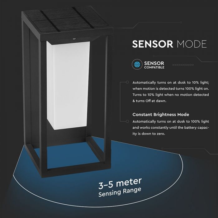LED SOLAR WALL GARDEN LIGHT 2W WW 220lm 170° 14X14X29 SAMSUNG CHIP IP65