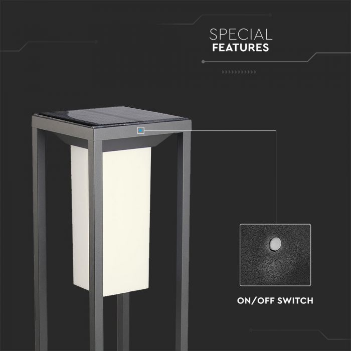 LED SOLAR WALL GARDEN LIGHT 4W WW 280lm 120° 14X14X50 SAMSUNG CHIP IP65