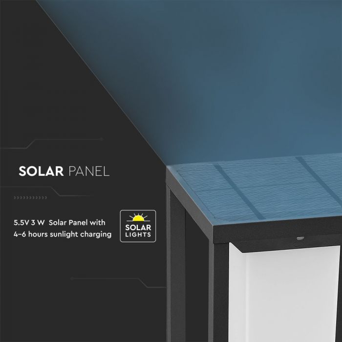 LED SOLAR WALL GARDEN LIGHT 4W WW 280lm 120° 14X14X50 SAMSUNG CHIP IP65