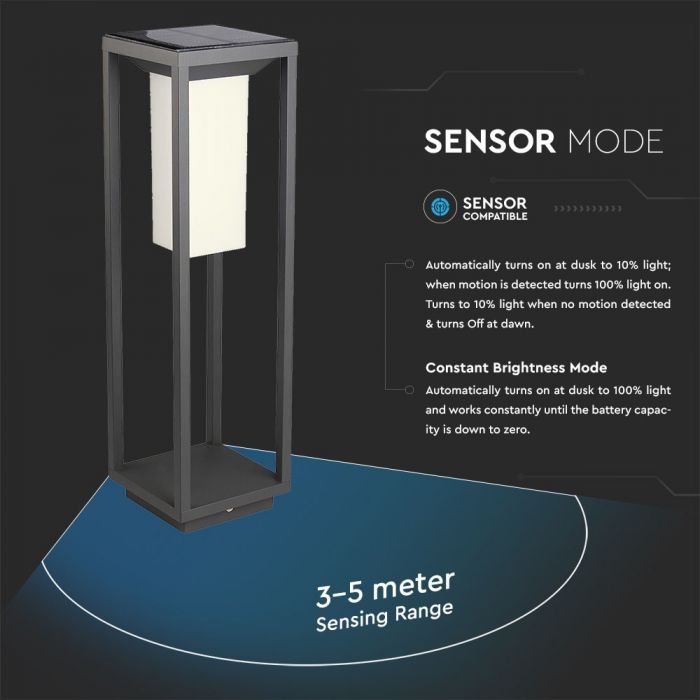 LED SOLAR WALL GARDEN LIGHT 4W WW 280lm 120° 14X14X50 SAMSUNG CHIP IP65