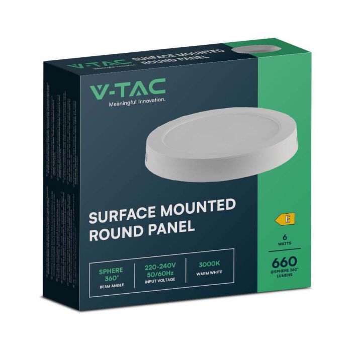 LED BACKLIT SURFACE PANEL ROUND 6W 660lm DL 360° 121.2x30.6mm