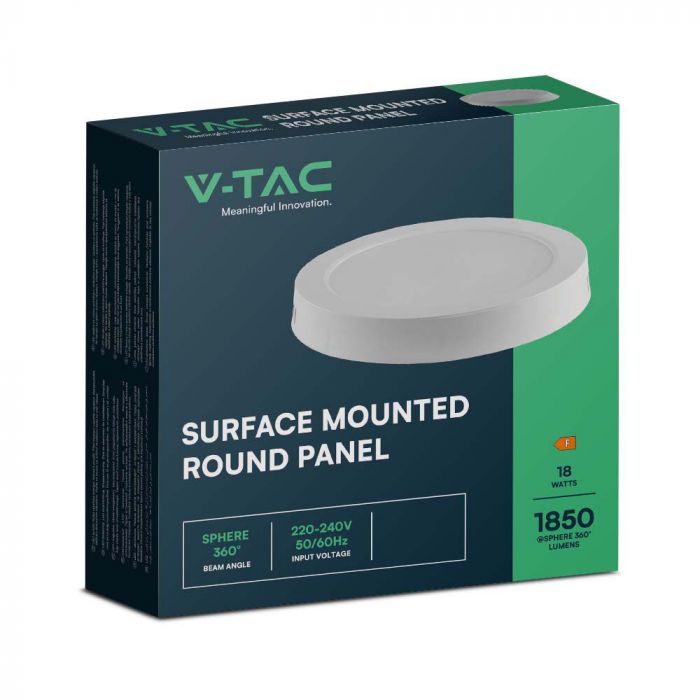 LED BACKLIT SURFACE PANEL ROUND 18W 1980lm WW 360° Ø203.2 mm