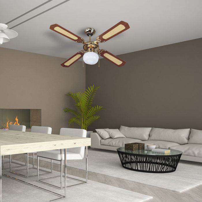LED CEILING FAN WITH RF CONTROL/4 MDF DOUBLE COLOR BLADES/AC MOTOR 50W 1XE27 52"(107CM) 3 SPEED