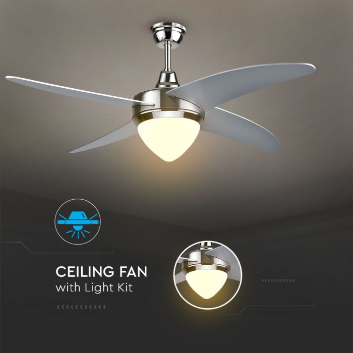 15W 3 in 1 LED Ceiling Fan RF Kontrol 4 Blades 60W AC Motor