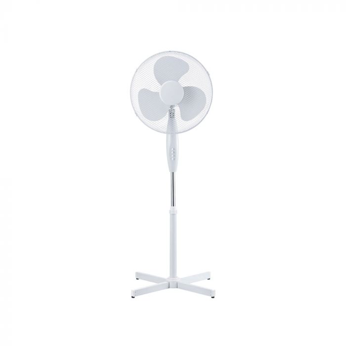STAND FAN WITH 60CM CROSS BASE/3 BLADES 16"/4 BUTTONS 40W WHITE