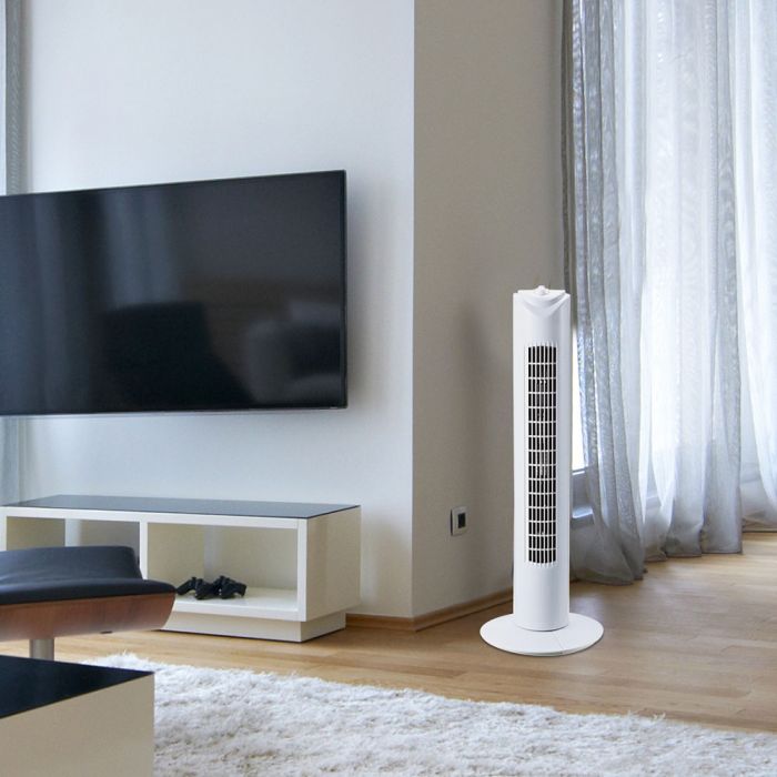 LED TOWER FAN 45W 31" 3 SPEED WHITE