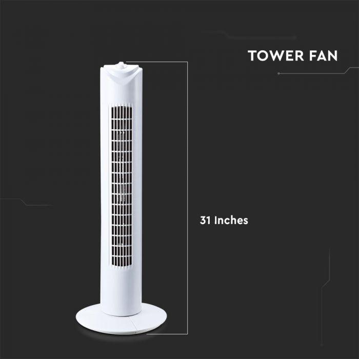 LED TOWER FAN 45W 31" 3 SPEED WHITE