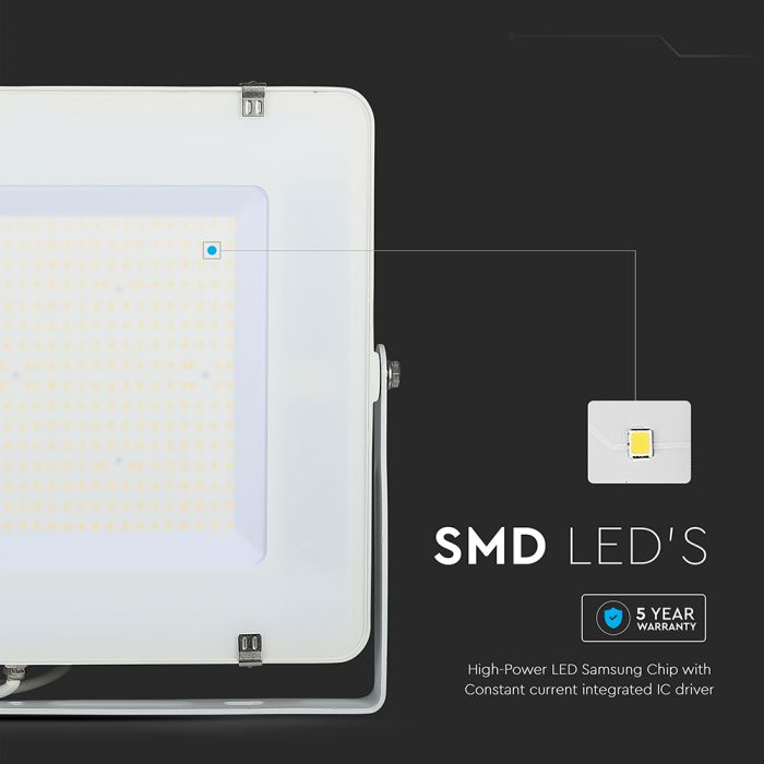 300W LED Floodlight SMD SAMSUNG Chip Slim White Body 6400K 120 lm/Watt