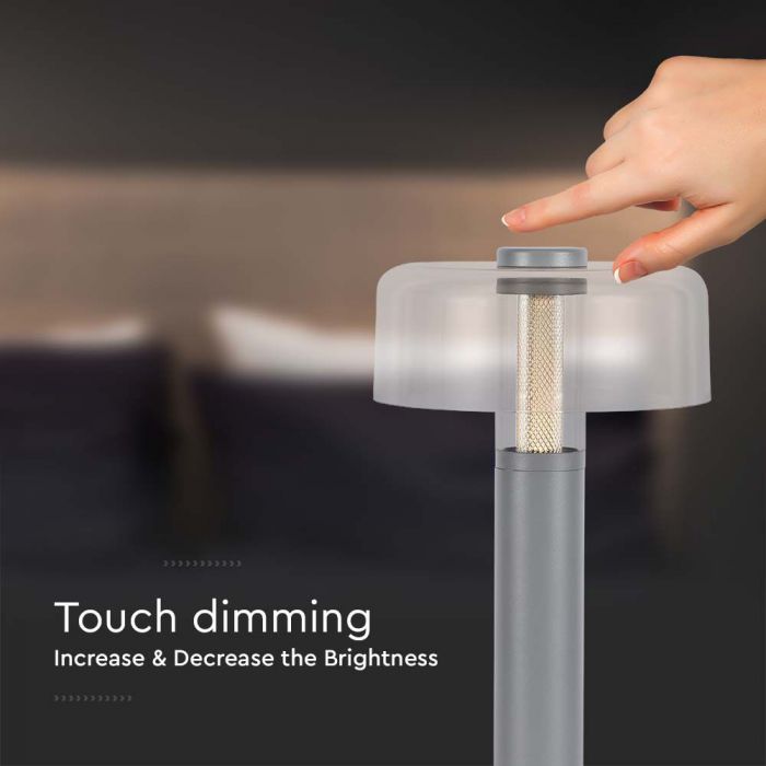 LED TABLE LAMP 1800mAH BATTERY 1W WW 100lm 150x300 GREY TOUCH DIMMING