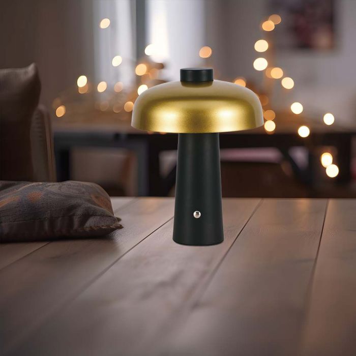 LED TABLE LAMP-1800mAH BATTERY D:300x390 3IN1 GOLD+BLACK BODY