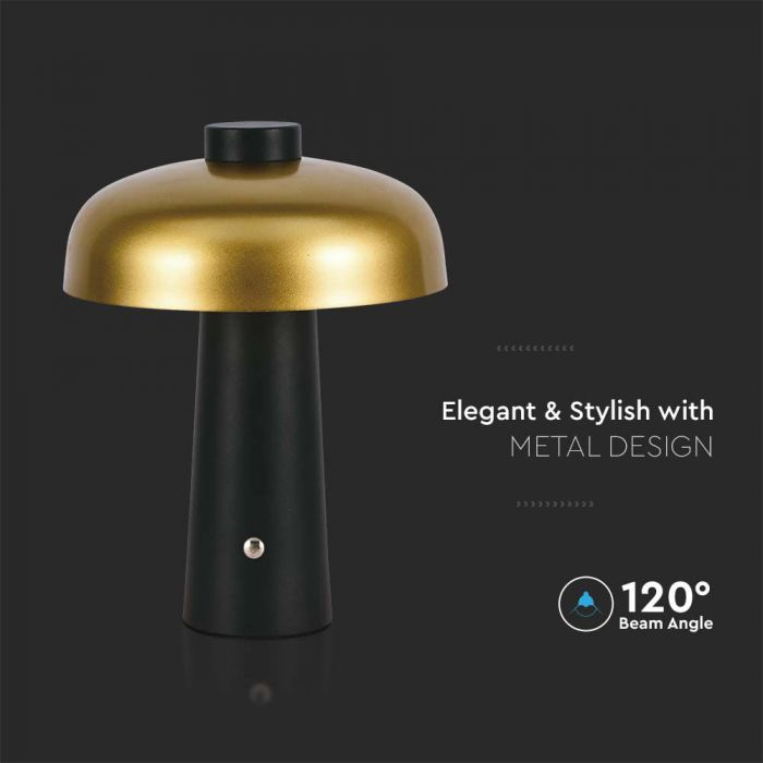 LED TABLE LAMP-1800mAH BATTERY D:300x390 3IN1 GOLD+BLACK BODY