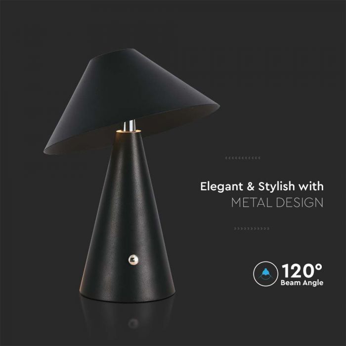 LED TABLE LAMP 1800mAH BATTERY 3W 3IN1 200lm 180x240 BLACK TOUCH DIMMING