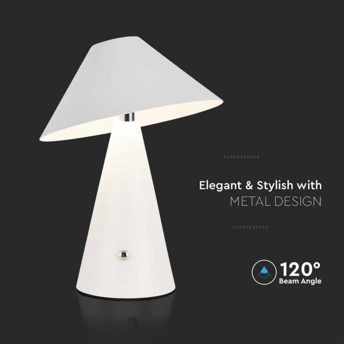 LED TABLE LAMP 1800mAH BATTERY 3W 3IN1 200lm 180x240 WHITE TOUCH DIMMING