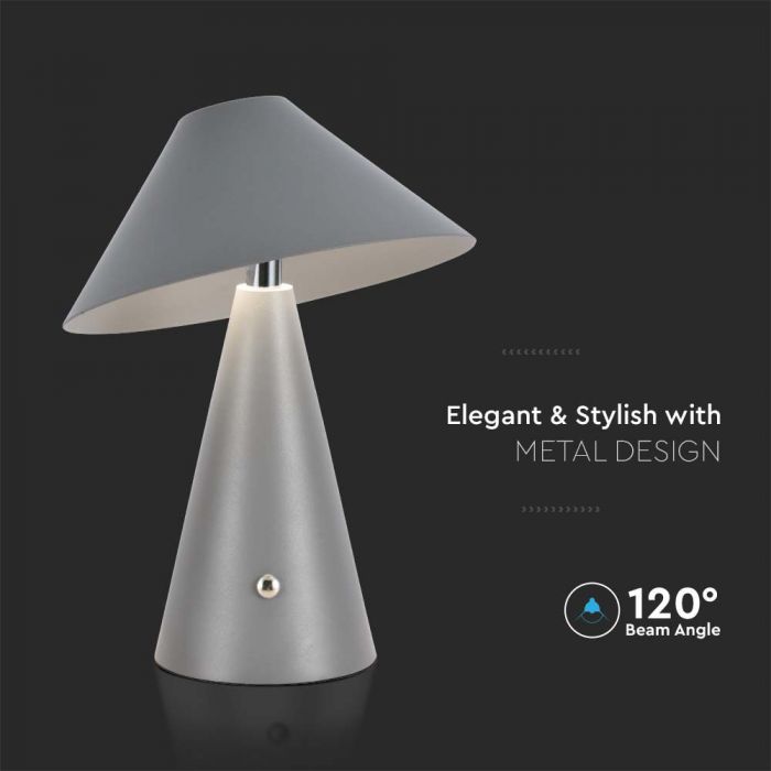LED TABLE LAMP 1800mAH BATTERY 3W 3IN1 200lm 180x240 GREY TOUCH DIMMING