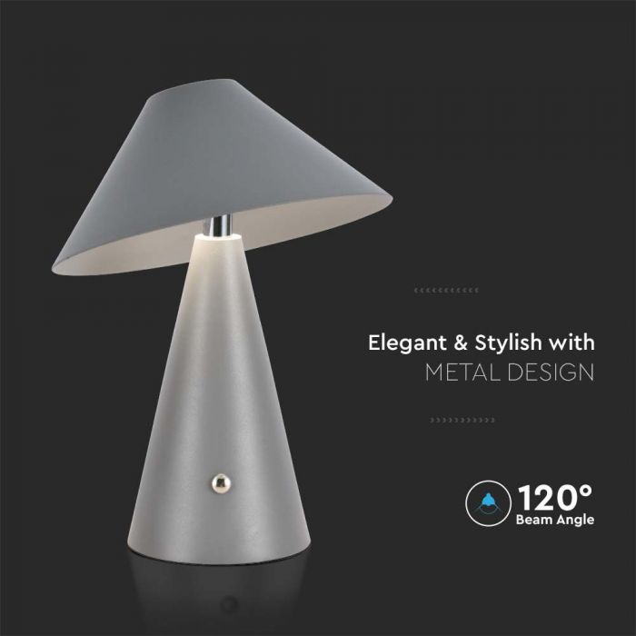 LED TABLE LAMP 1800mAH BATTERY D:180x240 3IN1 GREY BODY