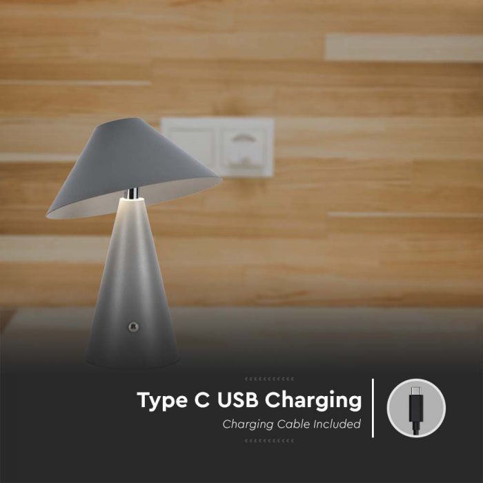 LED TABLE LAMP 1800mAH BATTERY 3W 3IN1 200lm 180x240 GREY TOUCH DIMMING