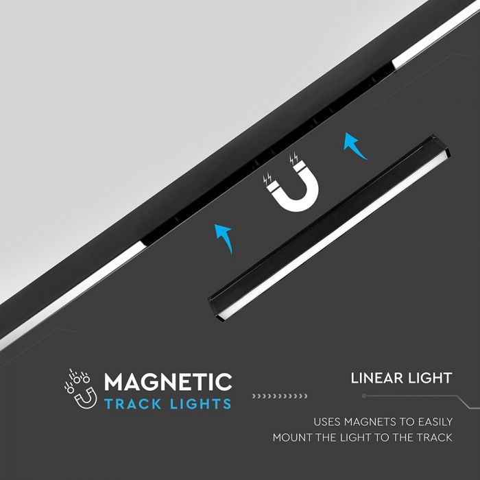 LED MAGNETIC LINEAR LIGHT 20W 1600lm WW 100° 652X35X59 24V BLACK