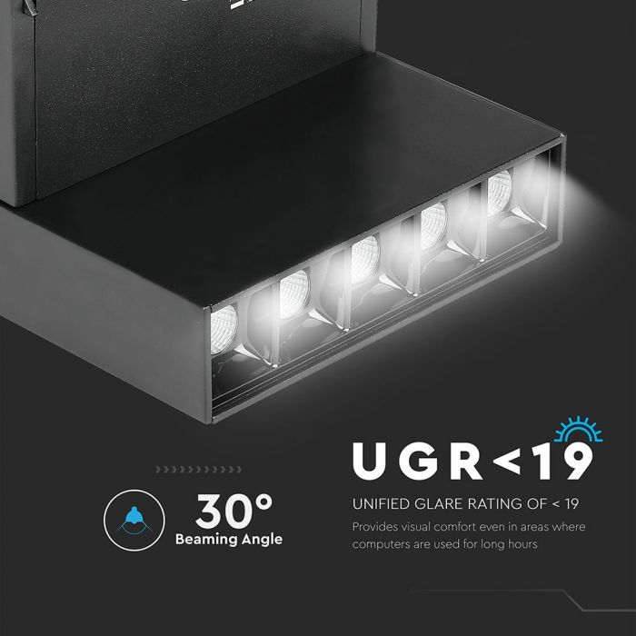 LED MAGNETIC LINEAR SPOTLIGHT 5X2W 700lm WW 30° 137X35X180 24V BLACK