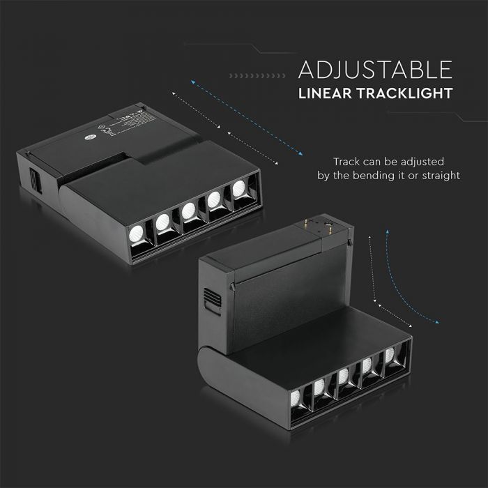 5 x 2W LED Magnetic SMD Linear Track Light Black IP20 24V 3000K