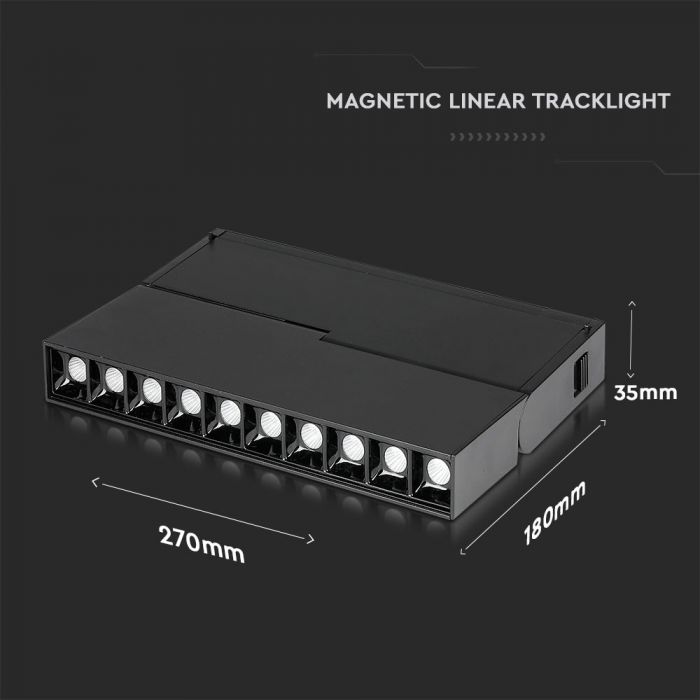 10 x 2W LED Magnetic SMD Gimbal Linear Spotlight Black IP20 24V 4000K