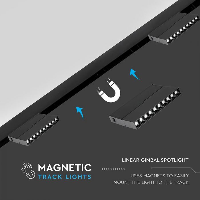 10 x 2W LED Magnetic SMD Gimbal Linear Spotlight Black IP20 24V 4000K