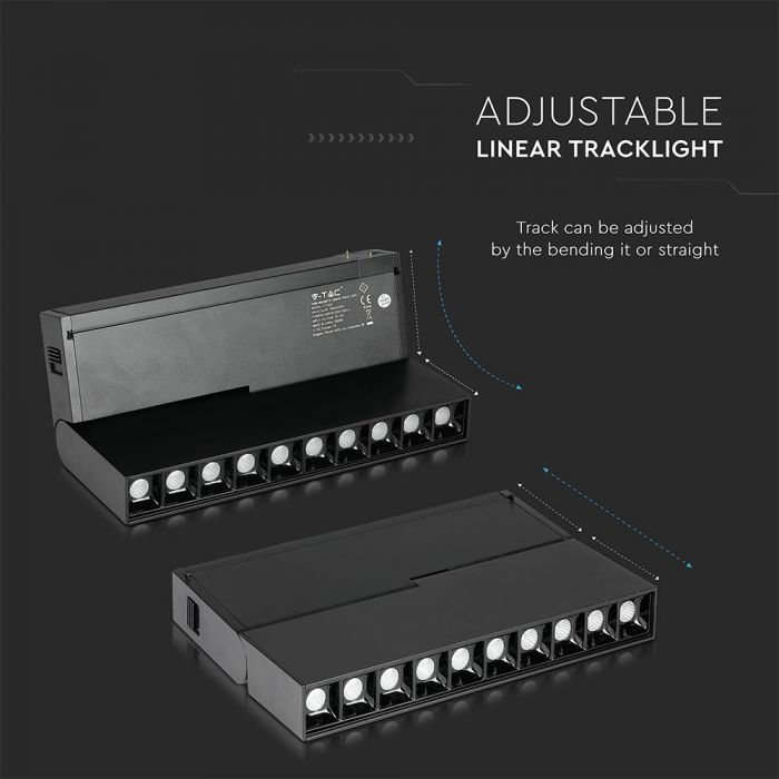 10 x 2W LED Magnetic SMD Gimbal Linear Spotlight Black IP20 24V 3000K