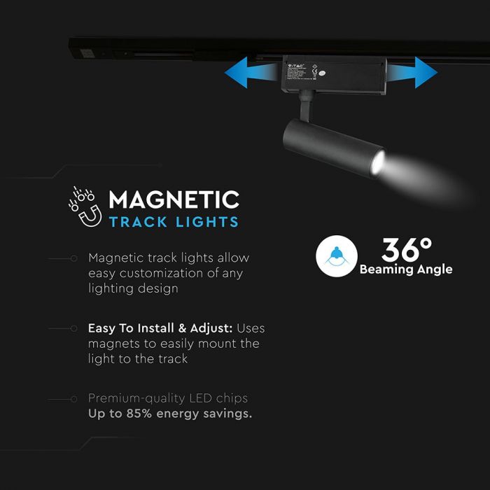 LED MAGNETIC SPOTLIGHT 15W 900lm DL 36° 166X100X55 24V BLACK